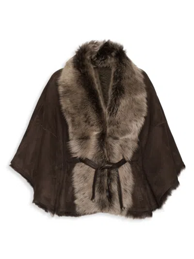 Wolfie Furs Women's Made For Generation Toscana Shearling Cape In Cocoa Brown