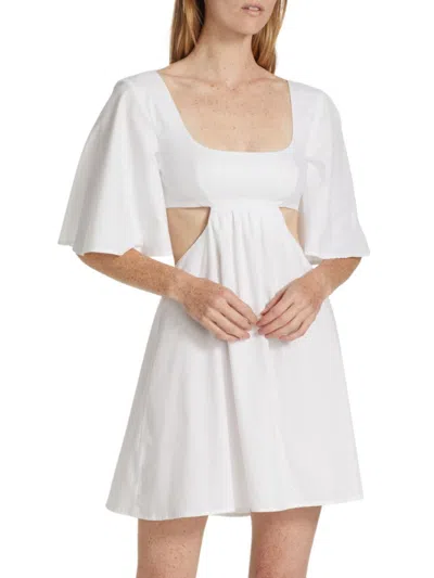 Matthew Bruch Cotton Cut-out Minidress In White Pop