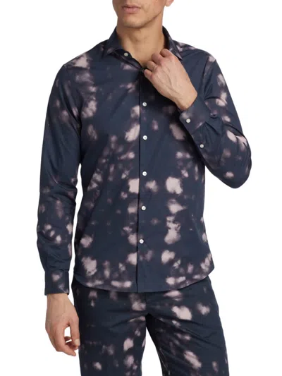 Saks Fifth Avenue Men's Slim-fit Tie Dye Long-sleeve Shirt In Navy