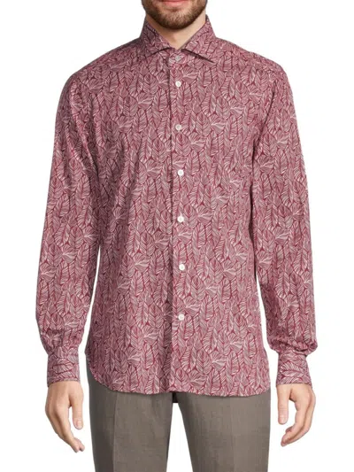 Kiton Men's Printed Button-front Shirt In Red