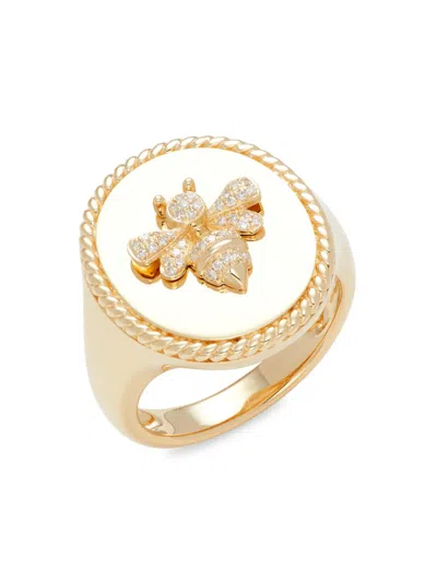 Saks Fifth Avenue Women's 14k Yellow Gold & 0.09 Tcw Diamond Bee Signet Ring