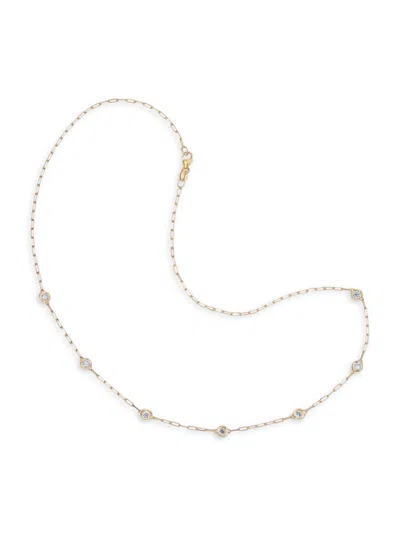 Saks Fifth Avenue Women's 14k Gold & 0.75 Tcw Diamond Station Paperclip Necklace In Yellow Gold