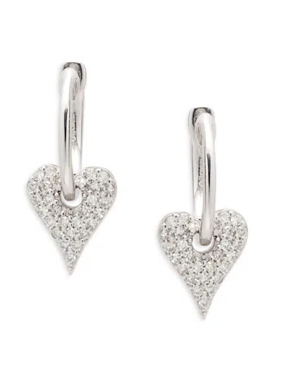 Saks Fifth Avenue Women's 14k White Gold & 0.23 Tcw Diamond Heart Shaped Drop Earrings