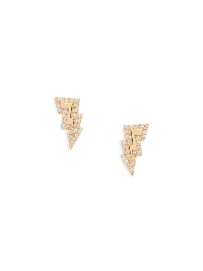 Saks Fifth Avenue Women's 14k Yellow Gold & 0.09 Tcw Diamond Thunderbolt Stud Earrings