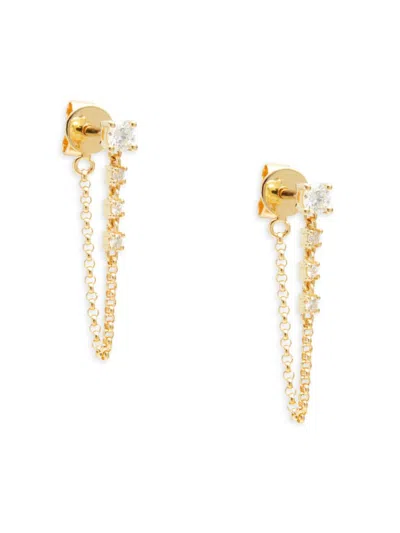 Saks Fifth Avenue Women's 14k Yellow Gold & 0.25 Tcw Diamond Chain Drop Earrings