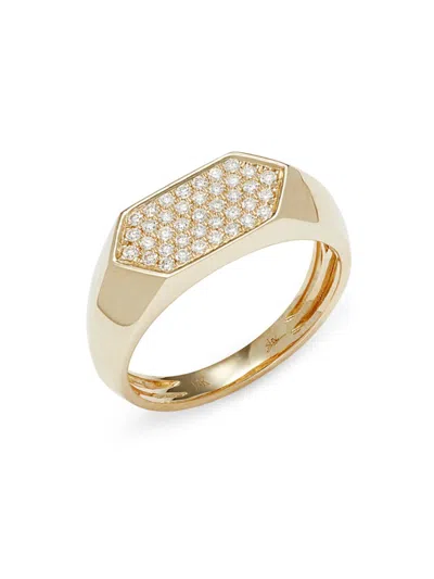 Saks Fifth Avenue Women's 14k Yellow Gold & 0.27 Tcw Pavé Diamond Signet Ring