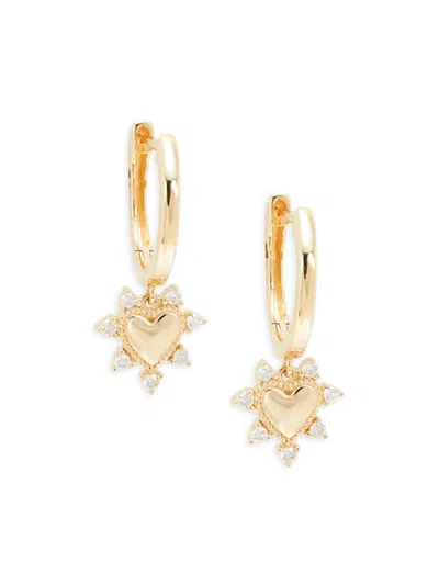 Saks Fifth Avenue Women's 14k Yellow Gold 0.106 Tcw Heart Shape Drop Earrings