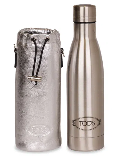 Tod's 2-piece Leather Water Bottle Holder & Bottle Set In Black