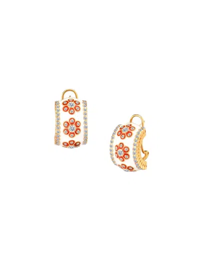 Gabi Rielle Women's Outshine Cherry Blossom 14k Gold Vermeil, Crystal & French Enamel Drop Earrings