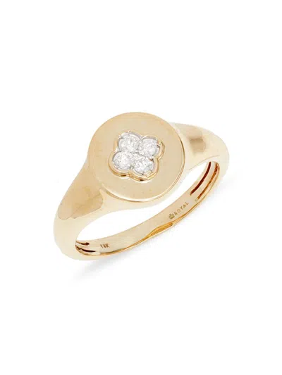 Saks Fifth Avenue Women's 14k Yellow Gold & 0.12 Tcw Diamond Signet Ring