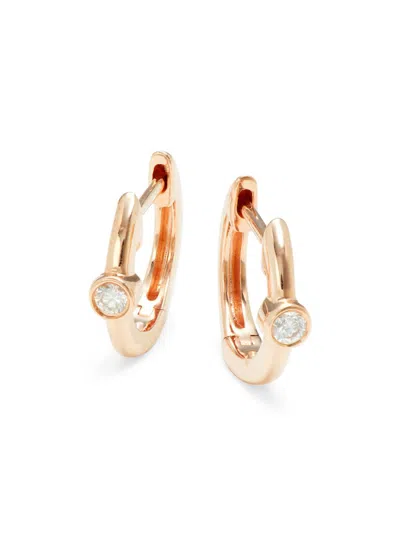 Saks Fifth Avenue Women's 14k Rose Gold & 0.06 Tcw Diamond Huggie Earrings