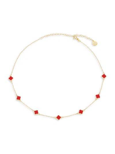 Gabi Rielle Shining Moment 14k Over Silver Cz Scarlet Clover Necklace In Gold