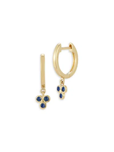 Nephora Women's 14k Yellow Gold & Sapphire Hoop Earrings