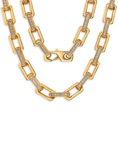 Anthony Jacobs Men's Stainless Steel & Simulated Diamond Link Chain Necklace In Gold