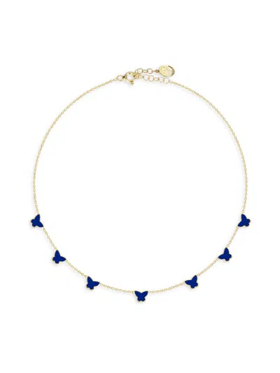 Gabi Rielle Butterfly Enamel Ethos Necklace In Blue