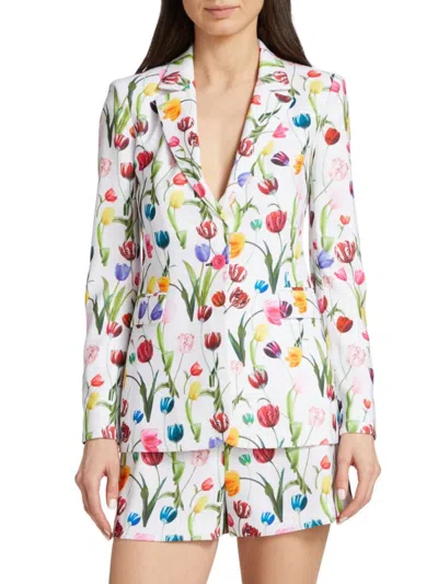Alice And Olivia Macey Fitted Blazer In Kiss My Tulips