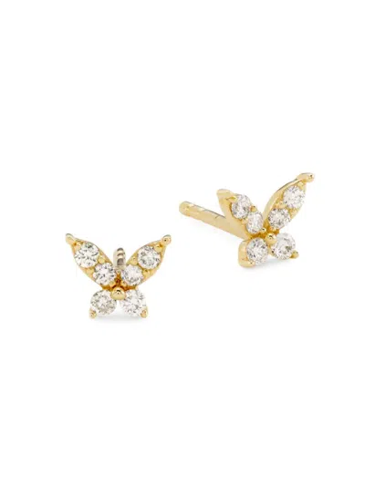 Saks Fifth Avenue Women's 14k Yellow Gold & 0.2 Tcw Diamond Butterfly Stud Earrings