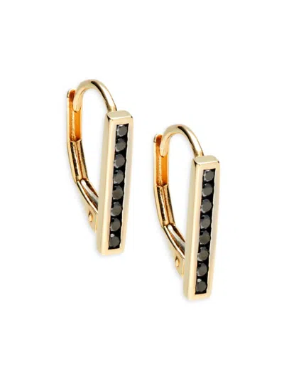 Saks Fifth Avenue Women's 14k Yellow Gold & 0.21 Tcw Diamond Bar Huggie Earrings