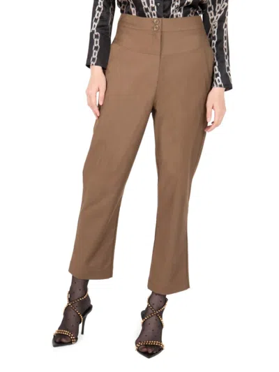 Secret Mission Athena Wool High-waisted Pants In Brown
