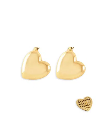 Gabi Rielle Women's Love Struck Luxe 14k Gold Vermeil Puff Heart Stud Earrings