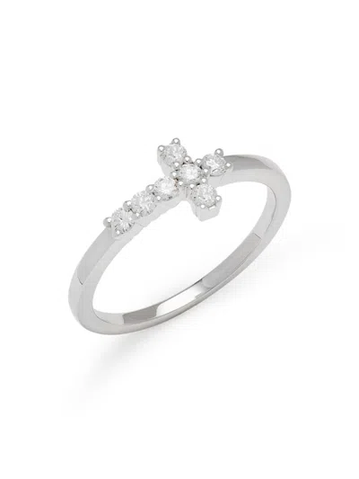 Saks Fifth Avenue Women's 14k White Gold & 0.25 Tcw Diamond Cross Ring