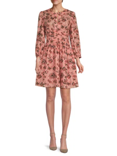 Derek Lam 10 Crosby Amelia Gathered Floral-print Cotton-gauze Mini Dress In Peach Multi