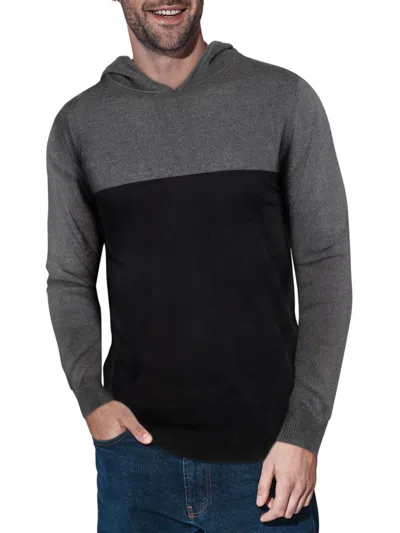X-ray Colorblock Hooded Sweater In Charcoal Black
