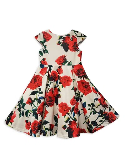 Joe-ella Kids' Scuba Floral Fit And Flare Dress