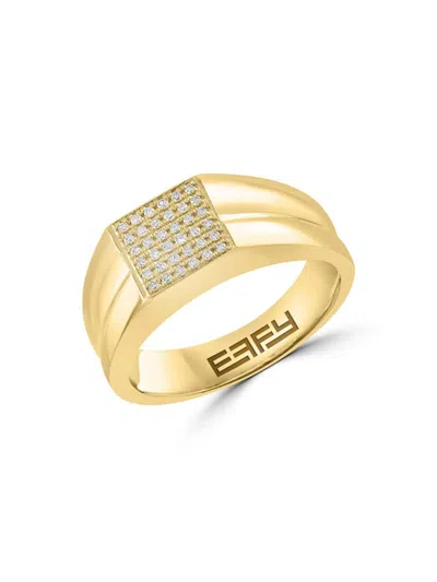 Effy Men's 14k Goldplated Sterling Silver & 0.16 Tcw Diamond Signet Ring