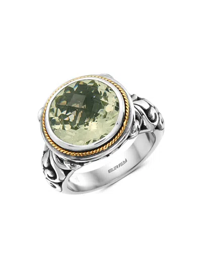 Effy Women's Sterling Silver, 18k Yellow Gold & Green Amethyst Ring