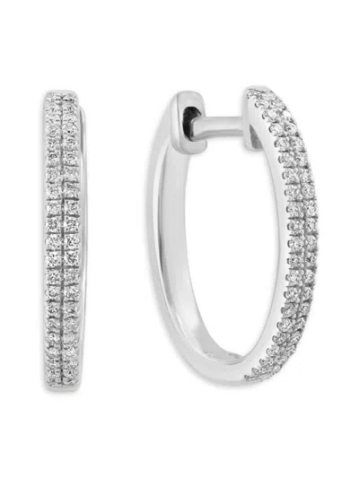 Effy Eny Women's Sterling Silver & 0.20 Tcw Diamond Huggie Earrings