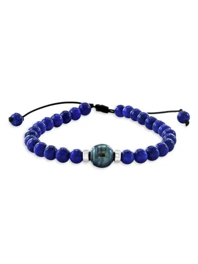 Effy Women's Sterling Silver, Lapis Lazuli & 10mm Tahitian Pearl Bracelet