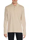 Hugo Boss Slim-fit Long-sleeved Polo Shirt With Woven Pattern In White