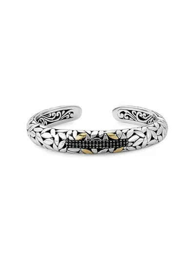 Eli Pebble Men's 18k Yellow Gold, Sterling Silver & Spinel Leaf Bracelet