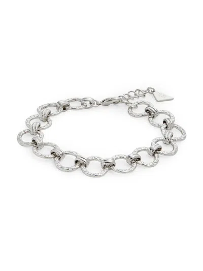 Sterling Forever Women's Rhodium Plated Molten Chain Bracelet In Brass