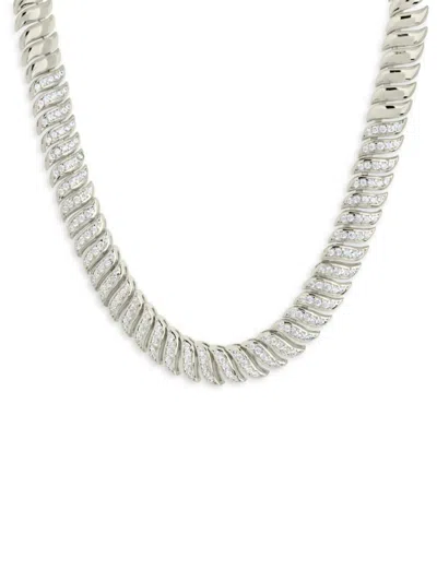 Sterling Forever Women's Arabella Silvertone Cubic Zirconia Chain Necklace In Brass