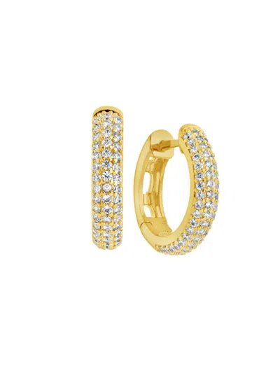 Sterling Forever Women's Raquel 14k Goldplated & Cubic Zirconia Hoop Earrings In Brass