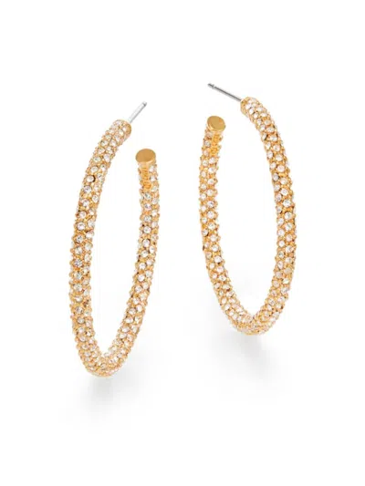 Adriana Orsini 18k-gold-plated & Pavé Crystal Hoop Earrings In Brass