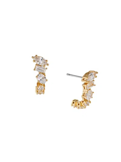 Adriana Orsini Women's Nolita 18k Goldplated & Cubic Zirconia J Stud Earrings In Brass