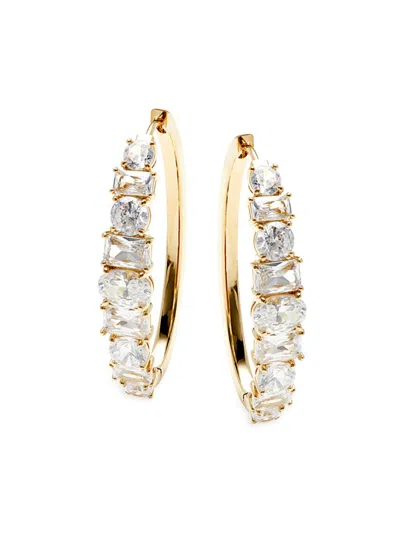 Adriana Orsini Women's Mesmerize Deco 18k Goldplated Brass & Crystal Oval Hoop Earrings