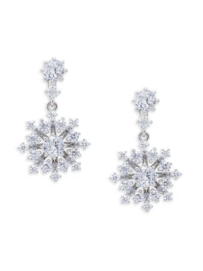 Adriana Orsini Women's Rhodium Plated & Cubic Zirconia Snowflake Drop Earrings In Brass