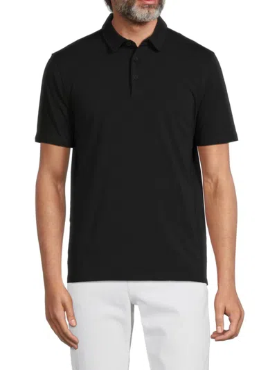 Kenneth Cole Men's Solid Button Placket Polo Shirt In Black