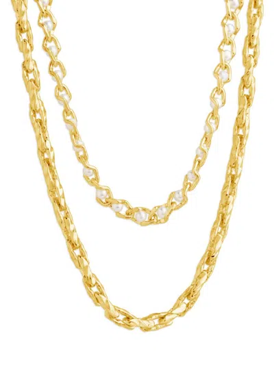 Sterling Forever Amedea Layered Necklace In Yellow