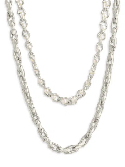 Sterling Forever Amedea Layered Necklace In Grey