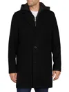 Sam Edelman Men's Single Breasted Coat With Quilted Bib In Black