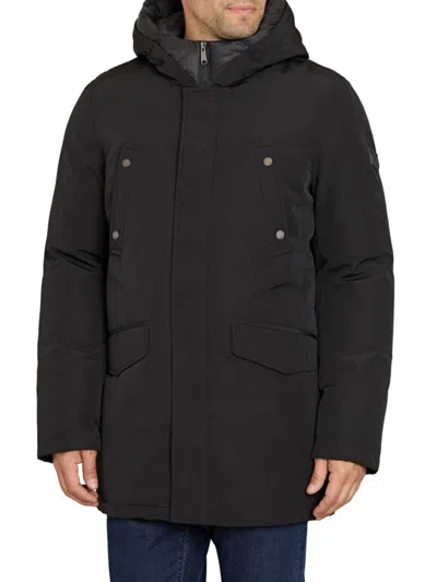 Sam Edelman Men's Three-quarter Hooded Parka Coat In Black