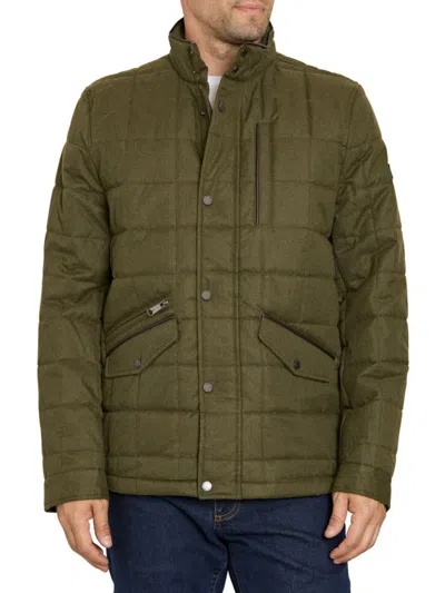 Sam Edelman Men's Box-quilted Stand-collar Puffer Jacket In Olive