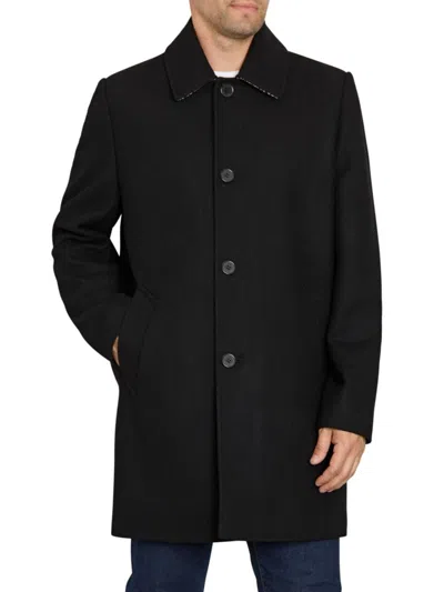 Sam Edelman Men's Classic Single Breasted Coat In Black Twill