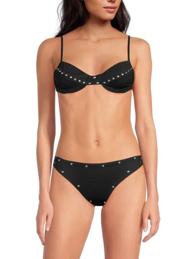 Cynthia Rowley Studded Bikini Top In Black