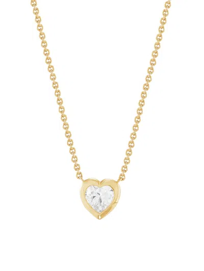 Saks Fifth Avenue Women's 14k Yellow Gold & 1 Tcw Lab Created Diamond Heart Pendant Necklace